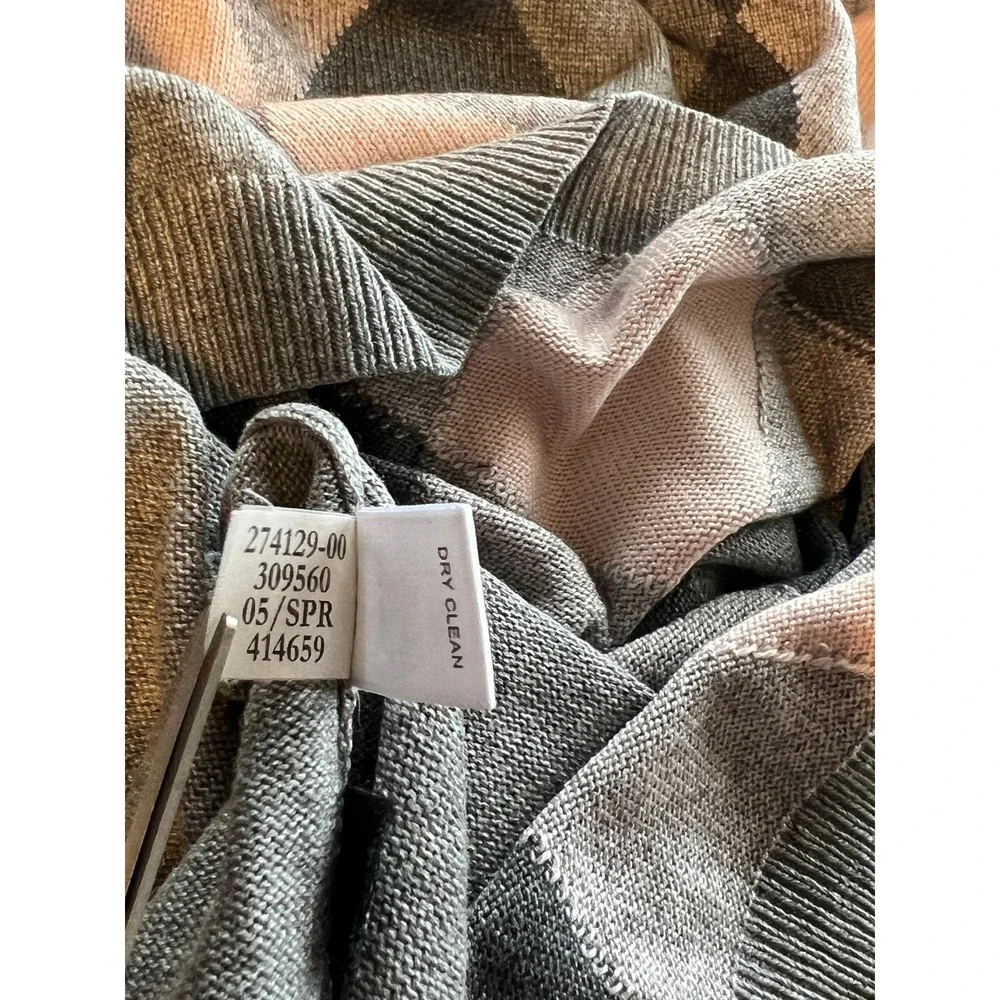 VTG Preppy Banana Republic Argyle Sweater Silk/Cashmere Gray/Black/Pink Men's XL